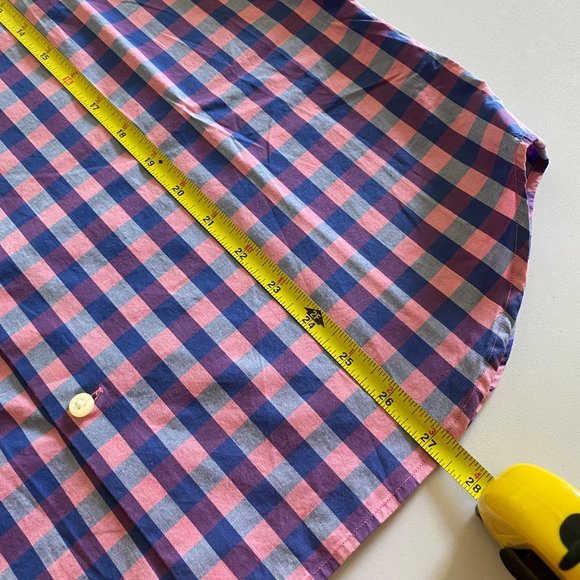 Banana Republic Men’s Button Up Shirt Medium Tailored Slim Fit Plaid Pink Blue - Picture 4 of 6